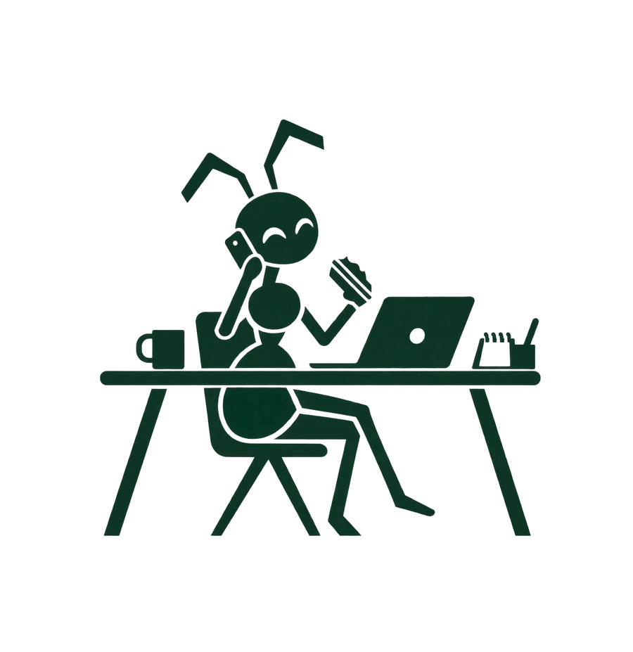 Illustration La Fourmilière — un collaborateur au bureau